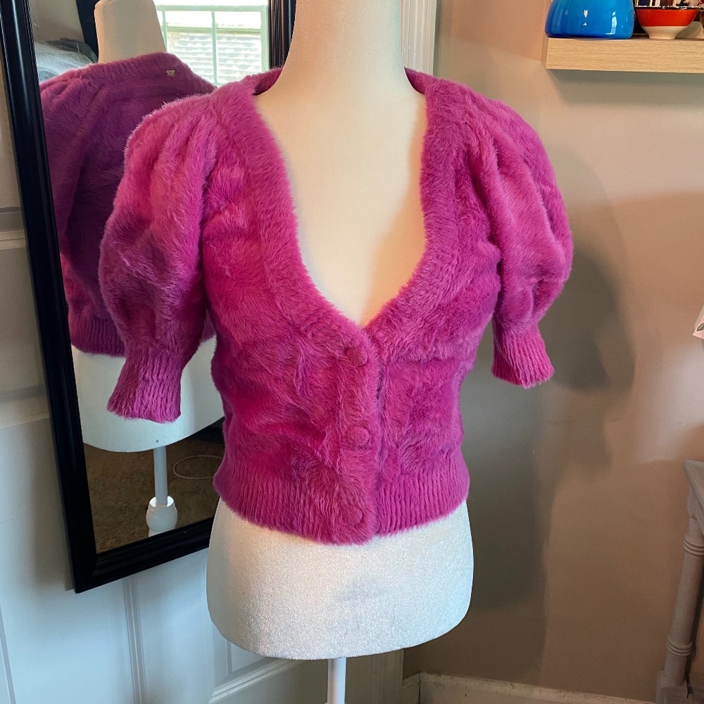 For Love & Lemons Purple Fiona Cropped Cardigan